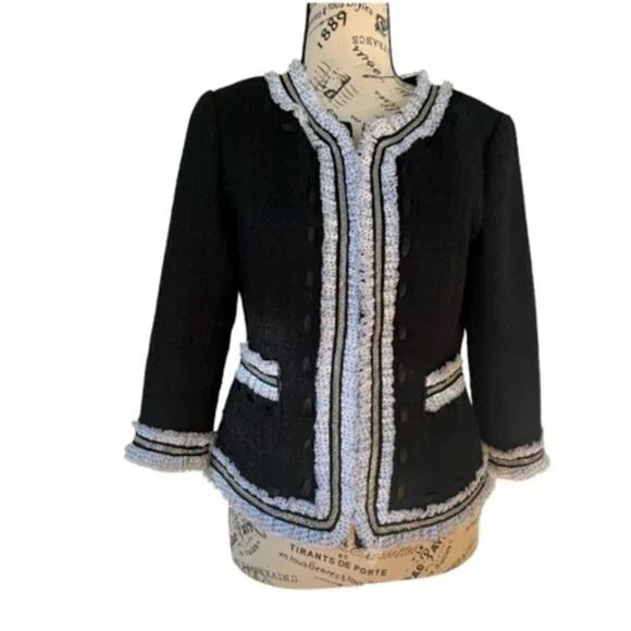 WHBM Sweater Cardigan with Polka Dot Trim size 8 - Picture 2 of 6